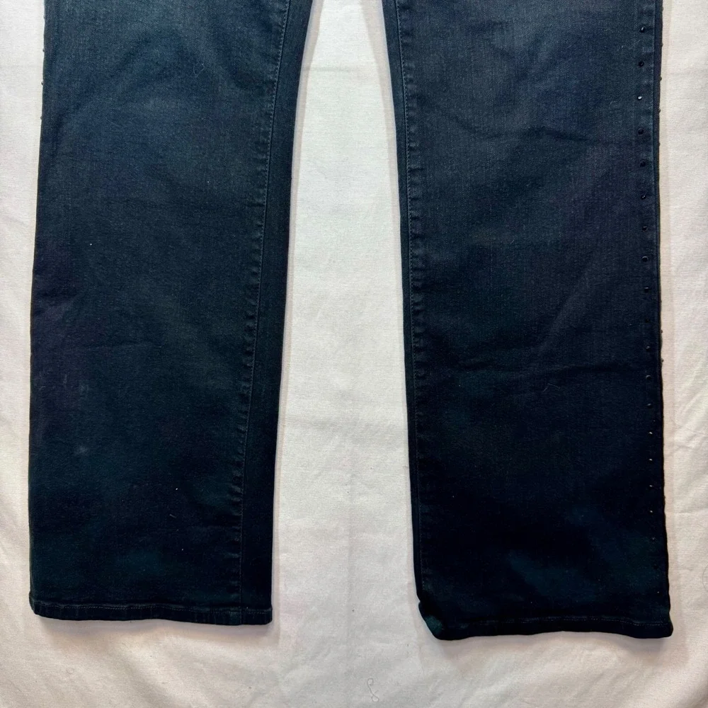 NYDJ‎ Black Wash Slim Leg Jeans Rhinestone Embellished Denim Pants Size 6